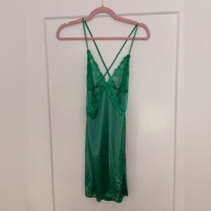 Elegant Green Lace Slip Dress